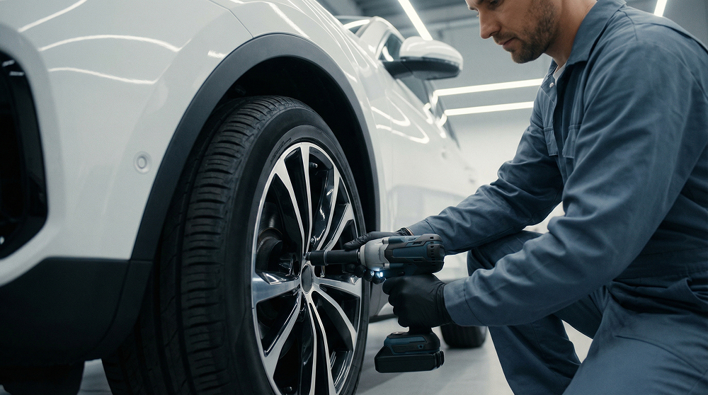 Замена колес в сборе без мойки и балансировки + проверка углов установки колес (диагностика сход-развала) — фото